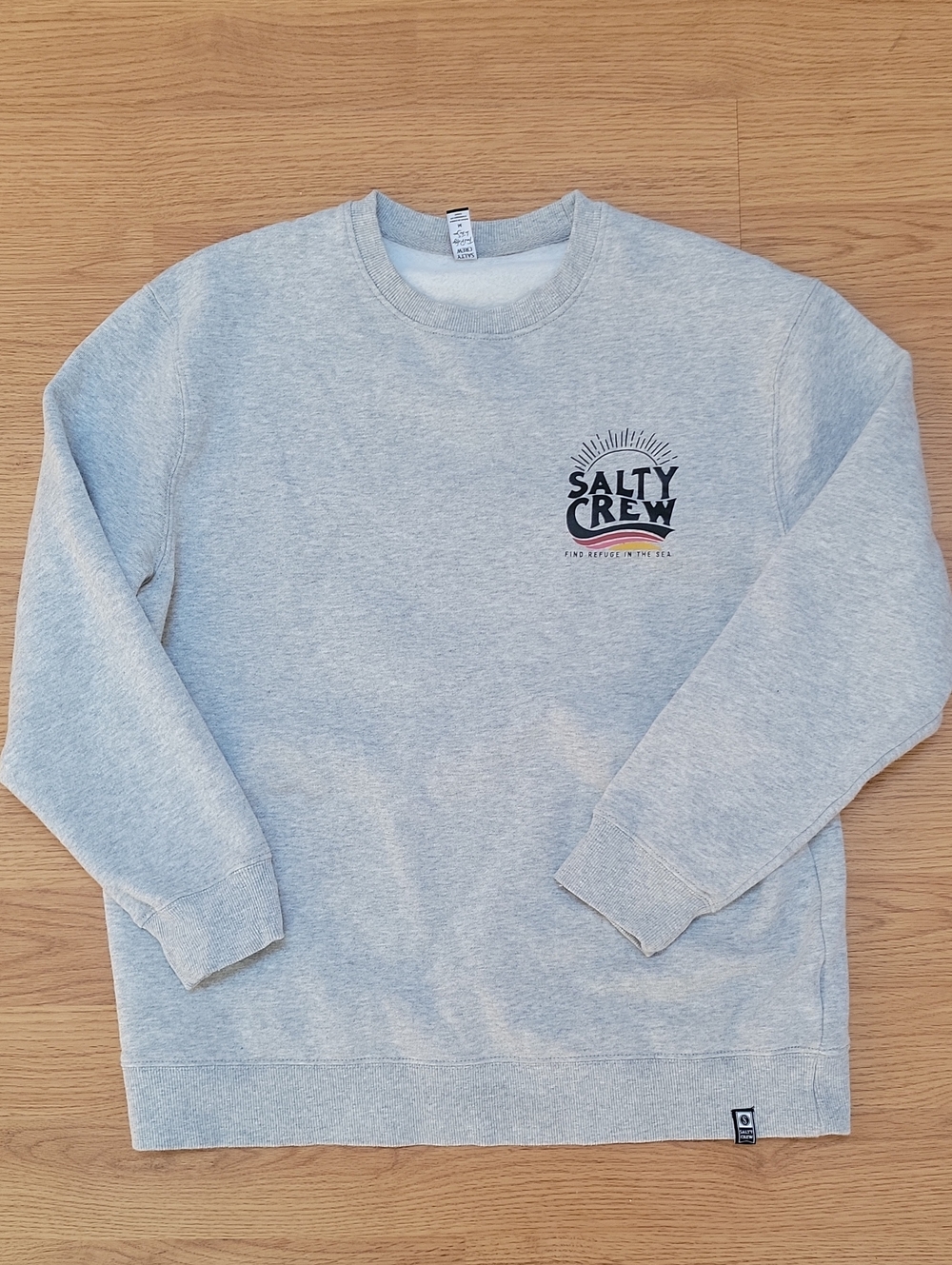 Salty Crew Heather Gray Crewneck Sweatshirt with Chest Logo